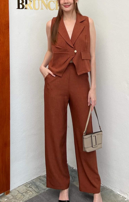 Women Casual V-Neck Vest With Trousers Sets